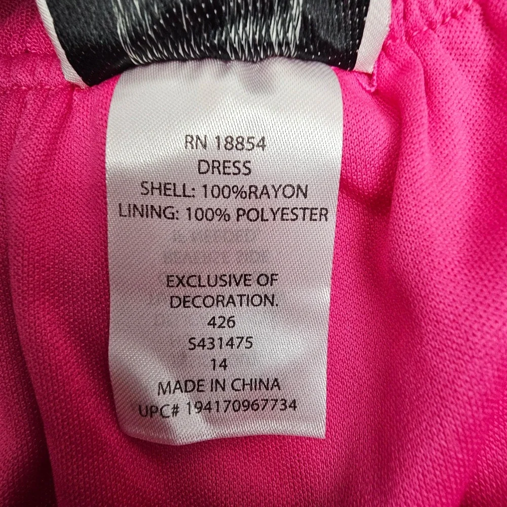 Rare Editions Sundress Girls Size 14 Tropical Punch Fuchsia Smocked Ruffle Dress